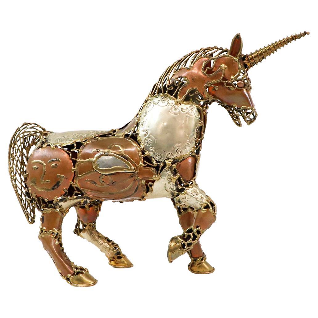 Brutalist Bronze Unicorn Sculpture Attributed at Pal Kepenyes For Sale