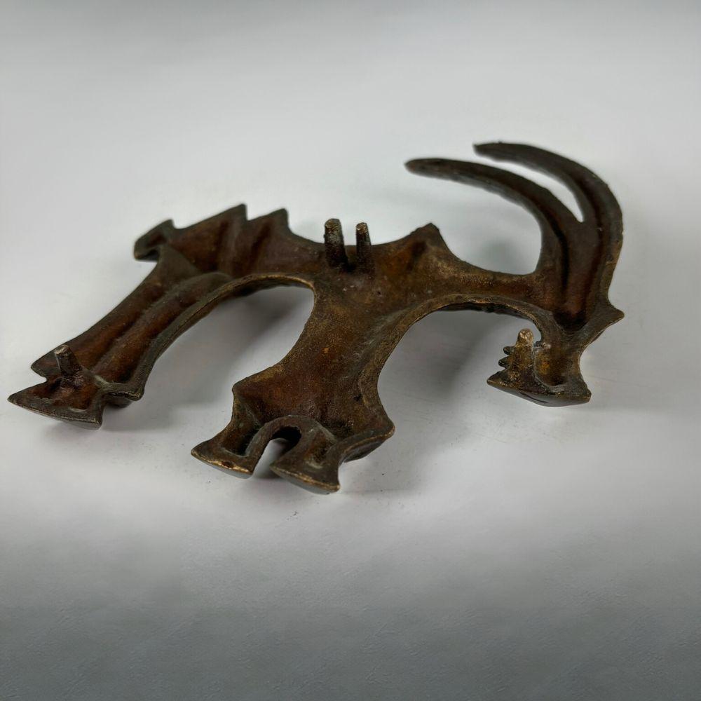 Brutalist Bronze Wall Aries Ornamentation Designed by Zoltan Pap - MCM For Sale 5