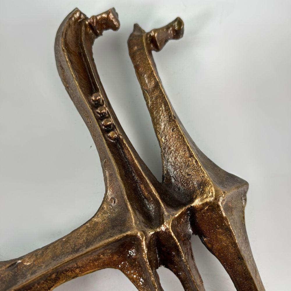 Mid-20th Century Brutalist Bronze Wall Camel Ornamentation Designed by Zoltan Pap - MCM For Sale