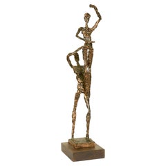 Brutalist Bronzed Metal Dancers Statue