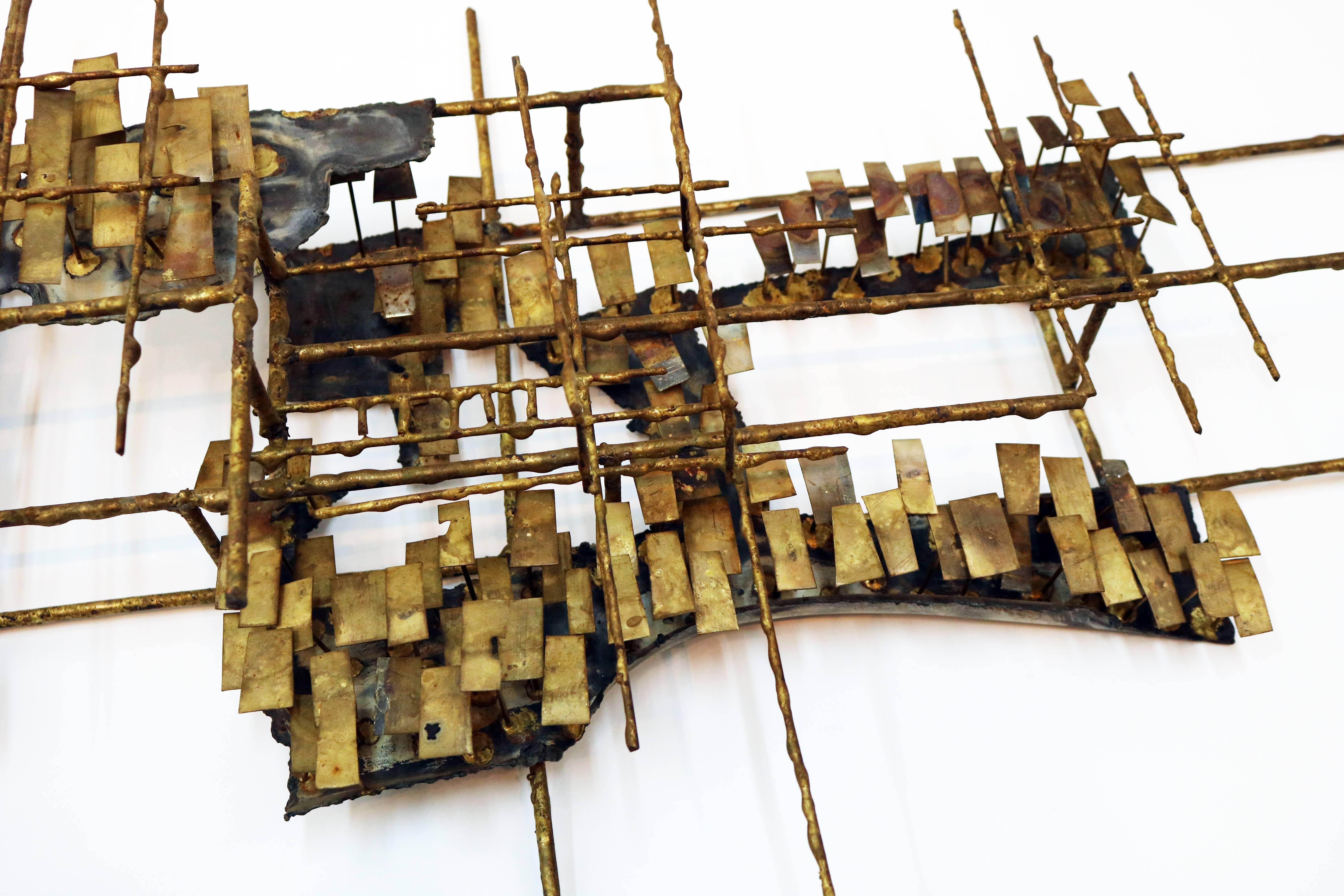 Brutalist Bronzed Metal Wall Sculpture Attributed to Marc Creates 5