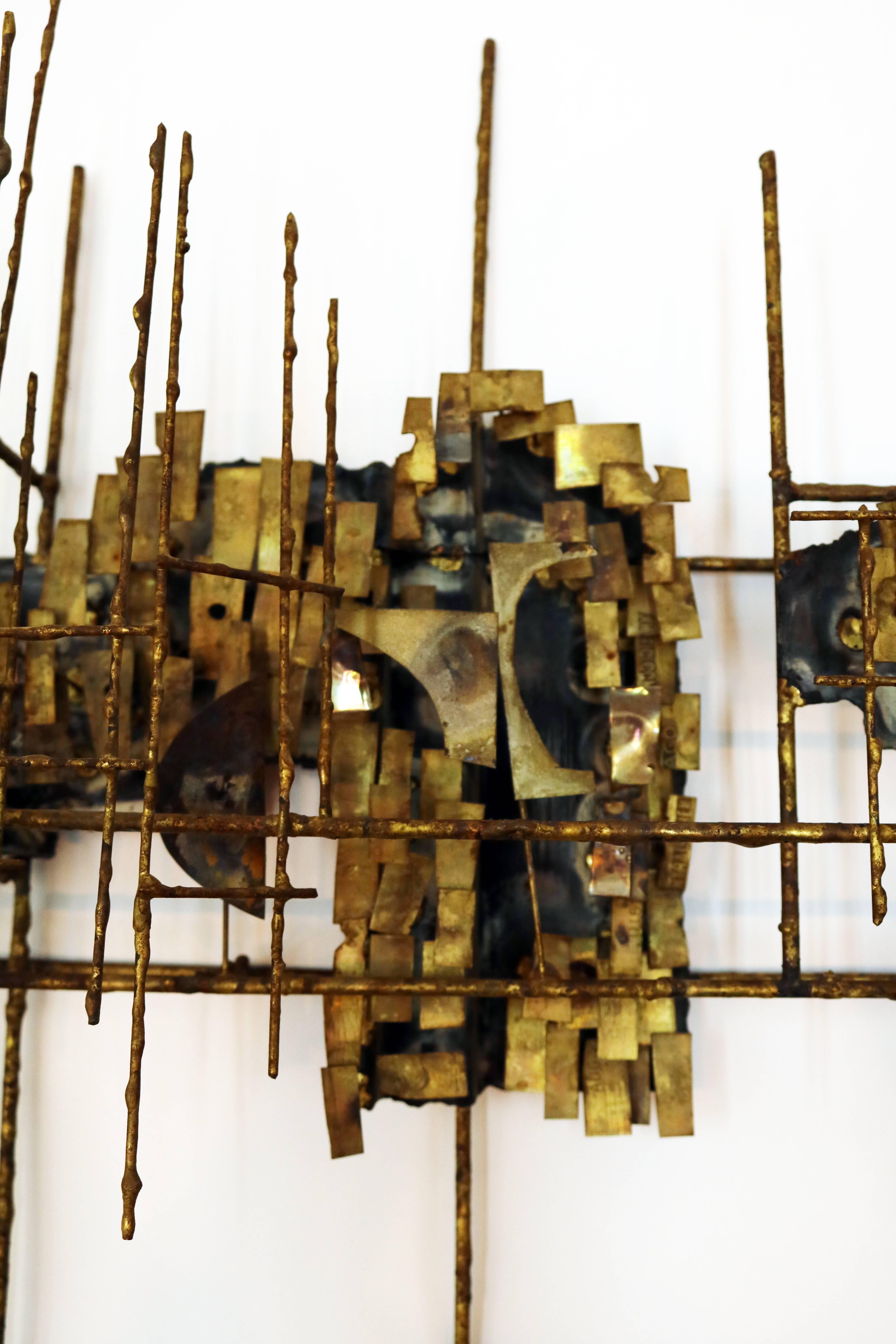 Brutalist Bronzed Metal Wall Sculpture Attributed to Marc Creates 2