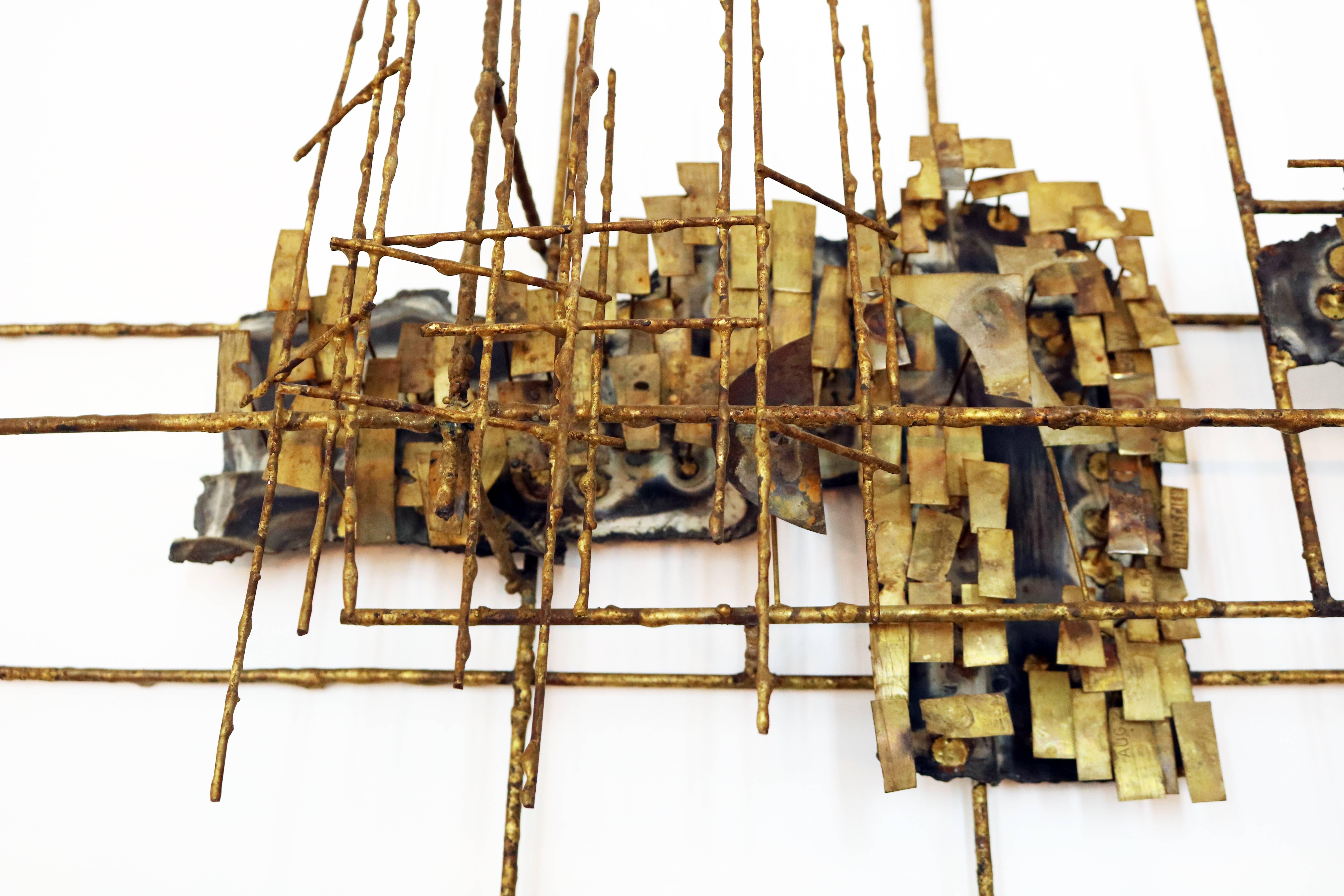 Brutalist Bronzed Metal Wall Sculpture Attributed to Marc Creates 4