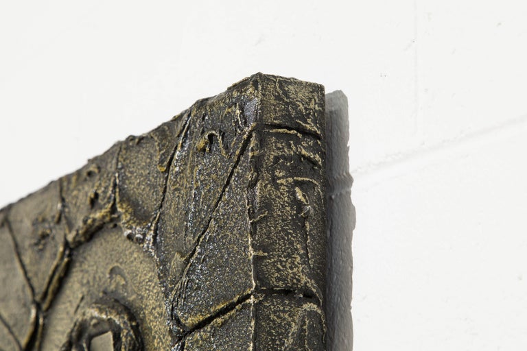 Brutalist Bronzed Resin Wall Relief Sculpture, Style of Paul Evans, c 1970s For Sale 6