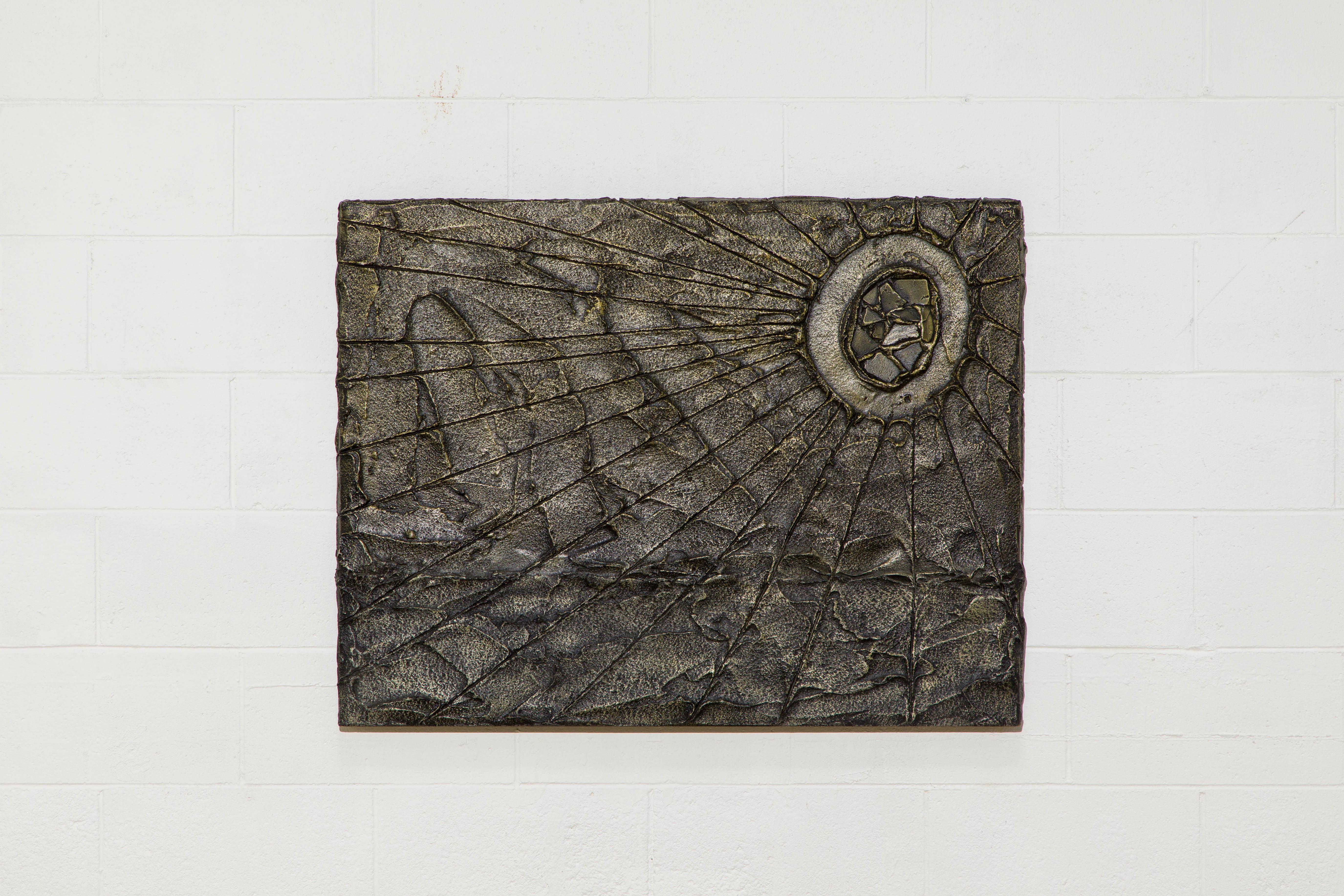 American Brutalist Bronzed Resin Wall Relief Sculpture, Style of Paul Evans, c 1970s For Sale