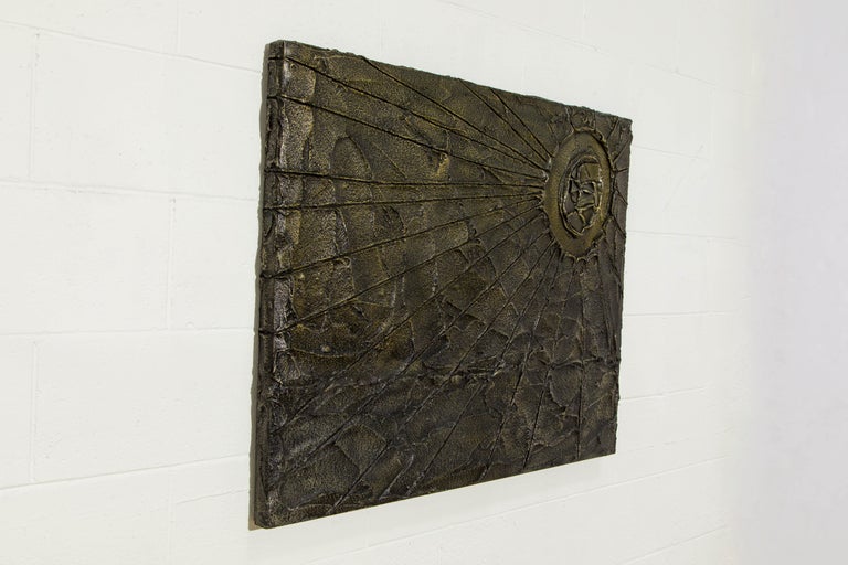 Late 20th Century Brutalist Bronzed Resin Wall Relief Sculpture, Style of Paul Evans, c 1970s For Sale