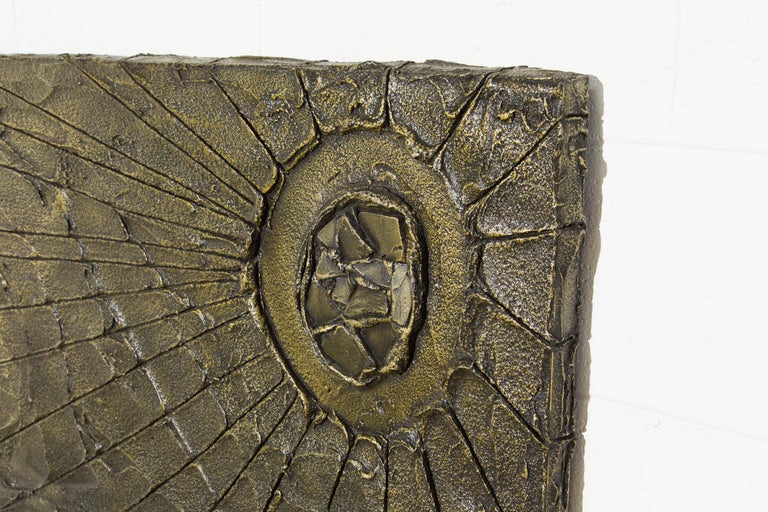 Brutalist Bronzed Resin Wall Relief Sculpture, Style of Paul Evans, c 1970s For Sale 3