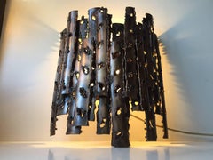 Brutalist Bronzed Steel Sconce in Marcello Fantoni Manner