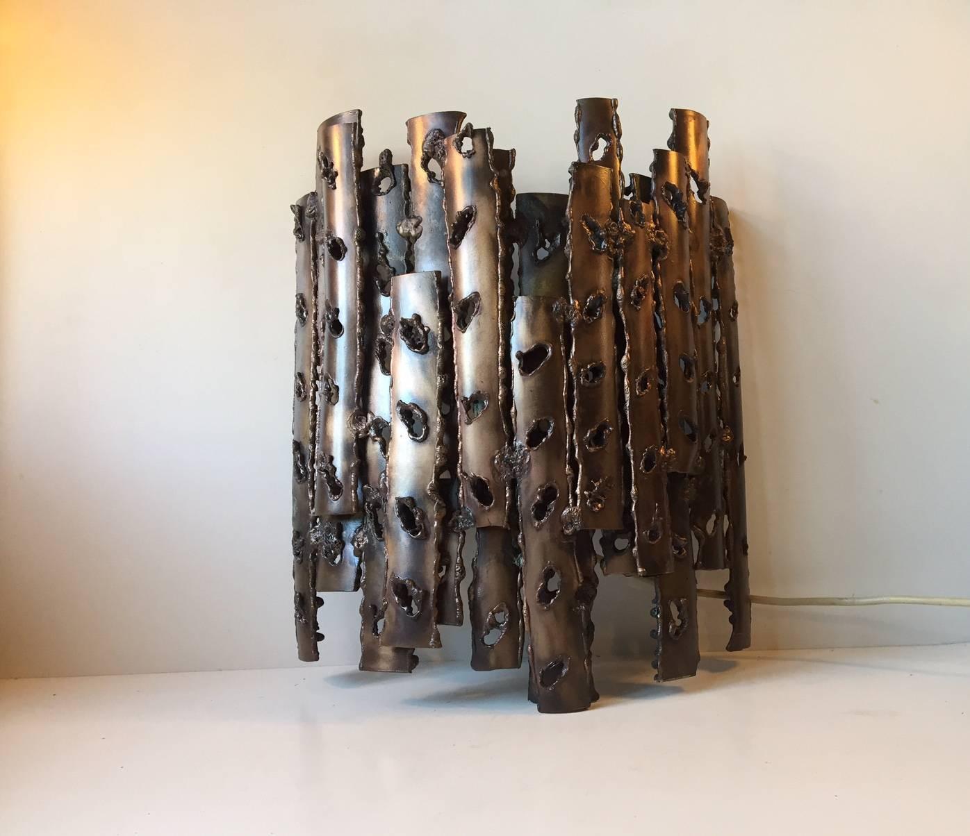 Brutalist Bronzed Steel Sconce in Marcello Fantoni Manner For Sale 3