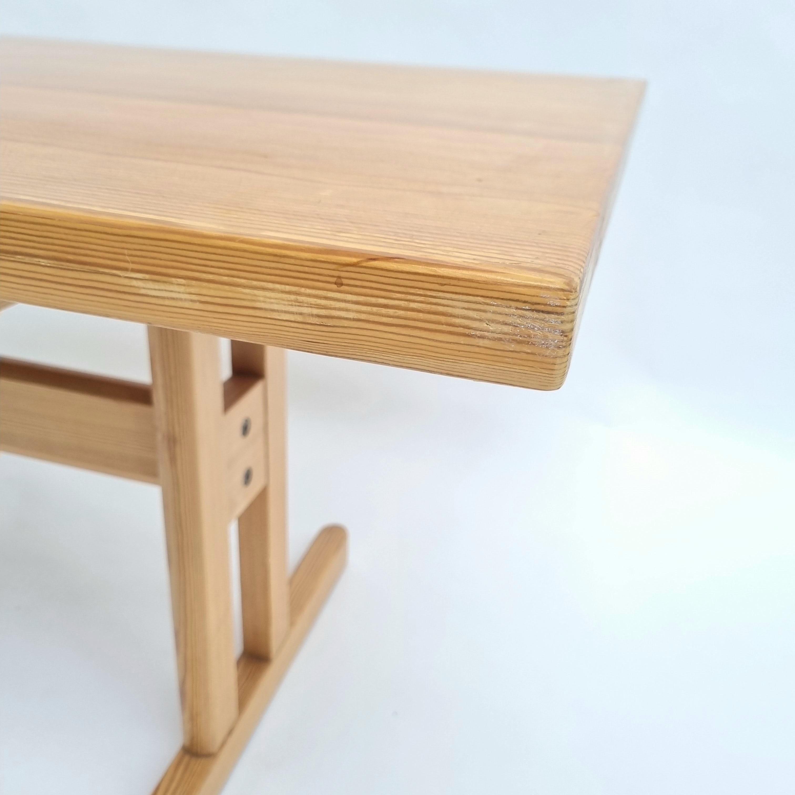 Brutalist Brown Solid Pine Dining Table or Work Desk, 1970s 4