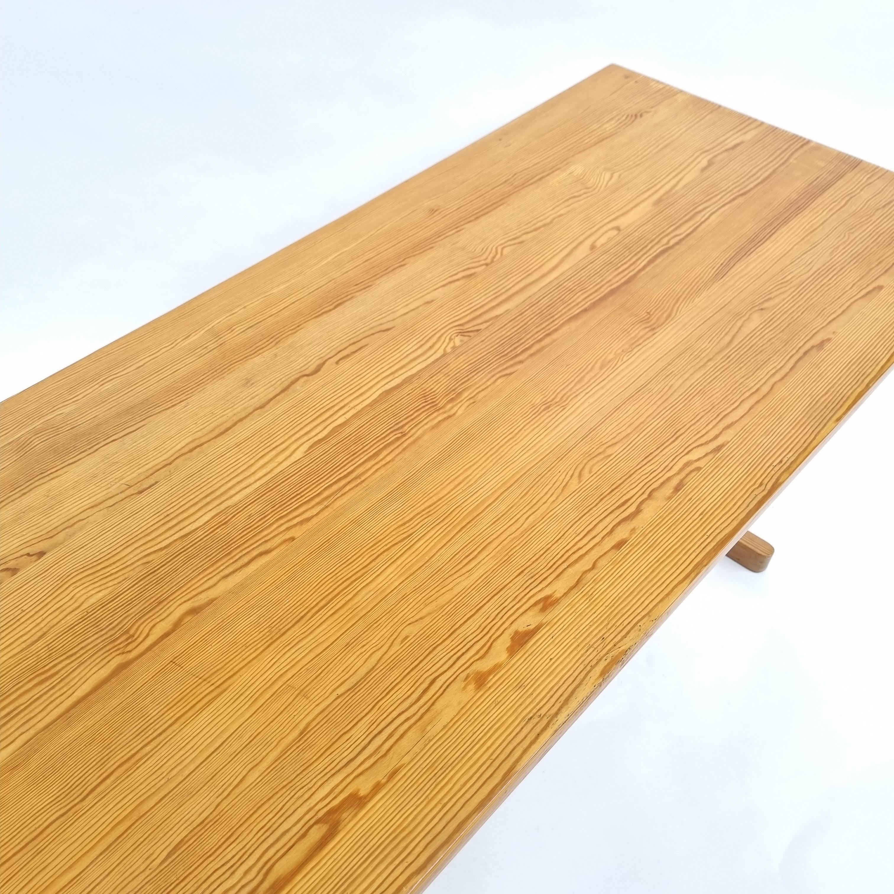 Late 20th Century Brutalist Brown Solid Pine Dining Table or Work Desk, 1970s