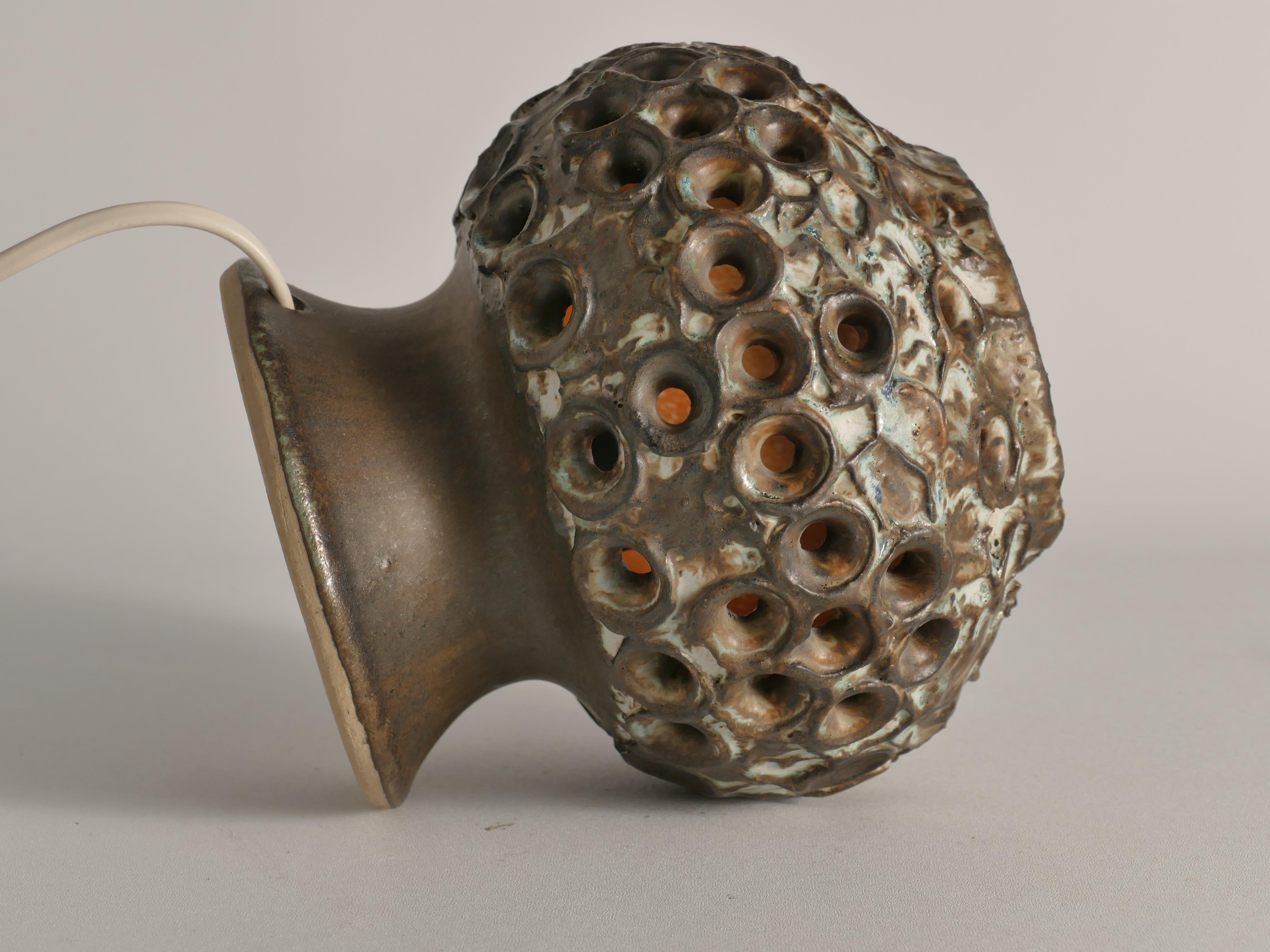 Lampe de table brutaliste en grès Brown par EGO, Suède, années 1960 en vente 2