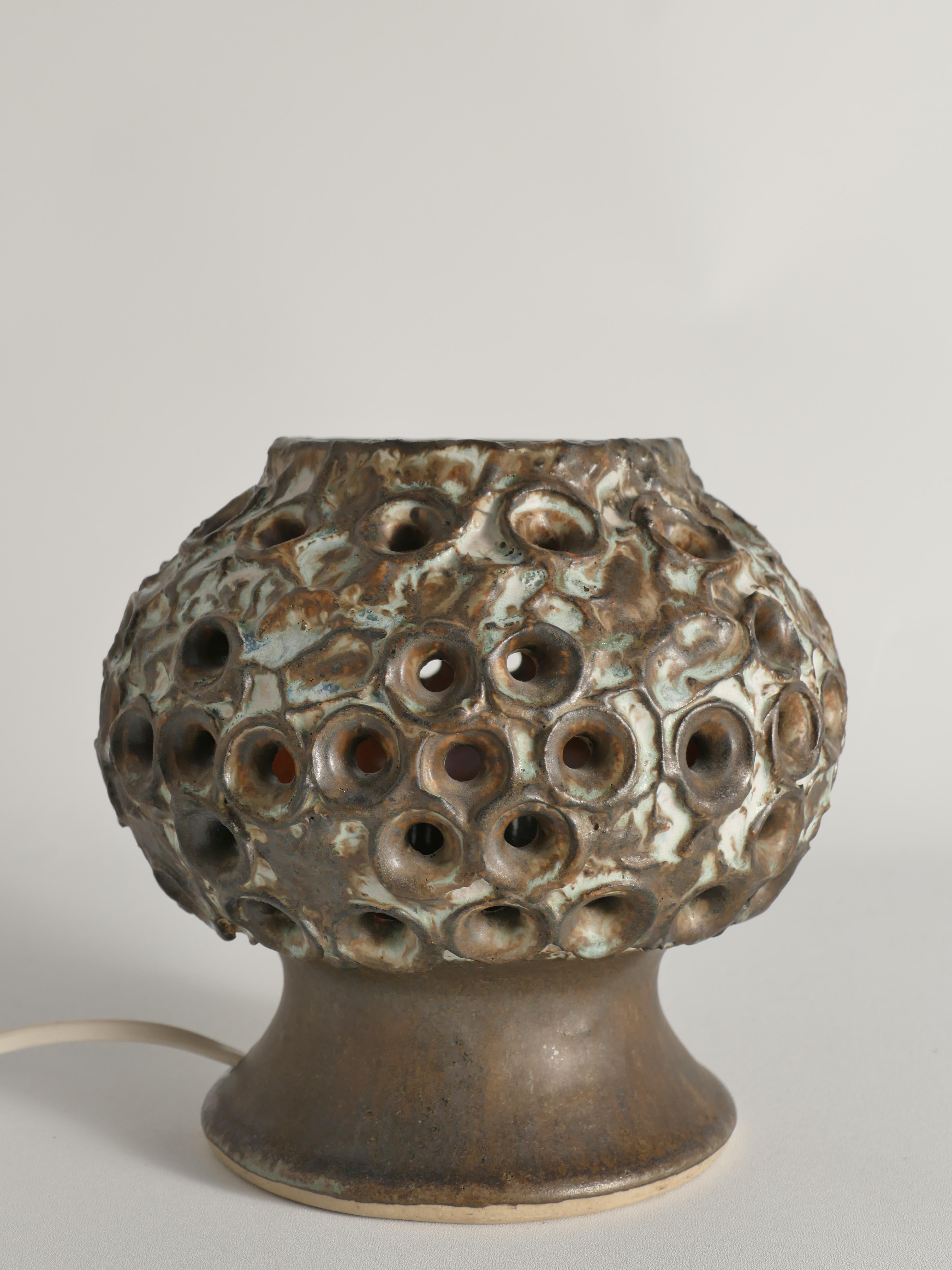 Lampe de table brutaliste en grès Brown par EGO, Suède, années 1960 en vente 4