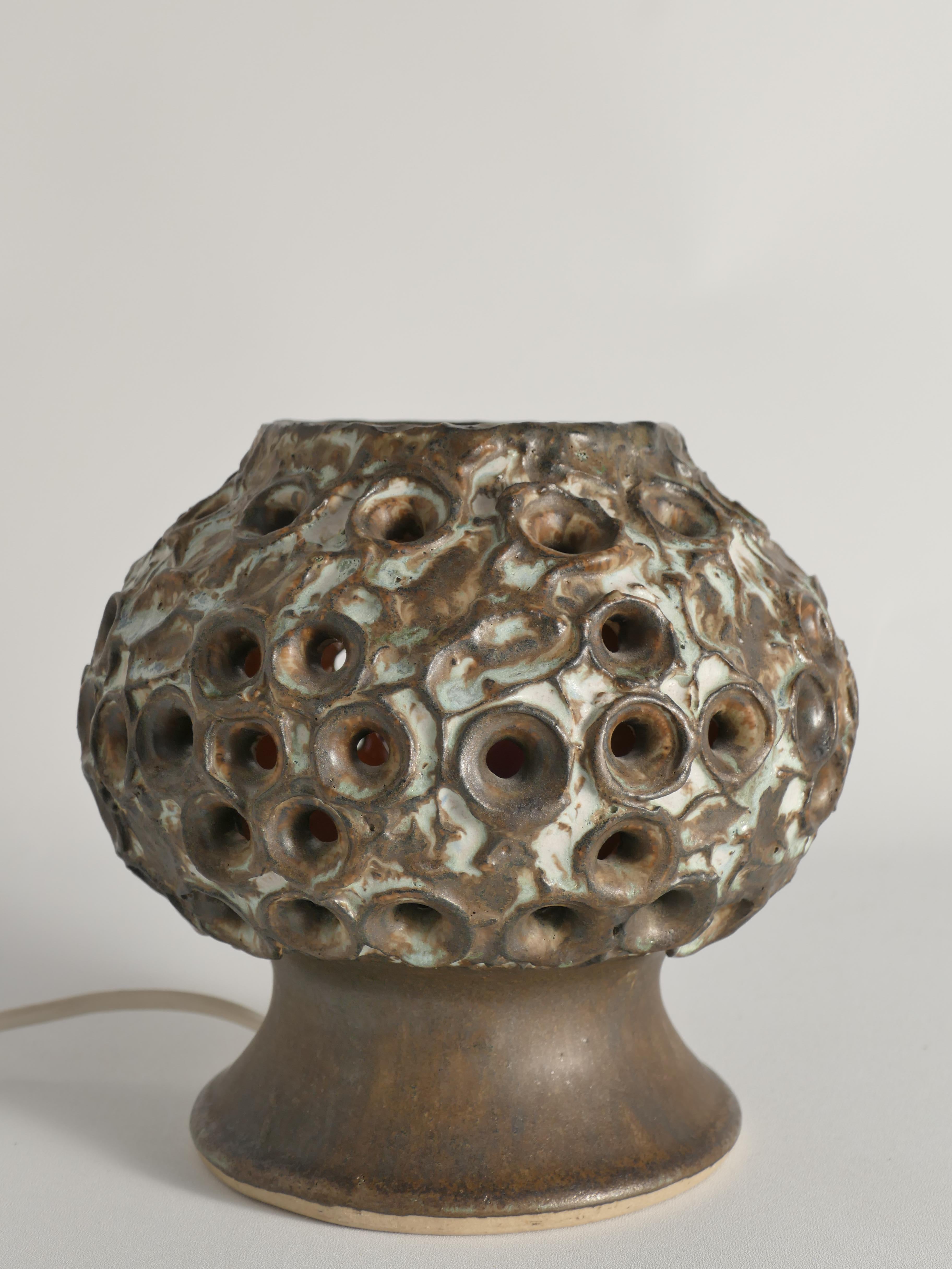 Lampe de table brutaliste en grès Brown par EGO, Suède, années 1960 en vente 6