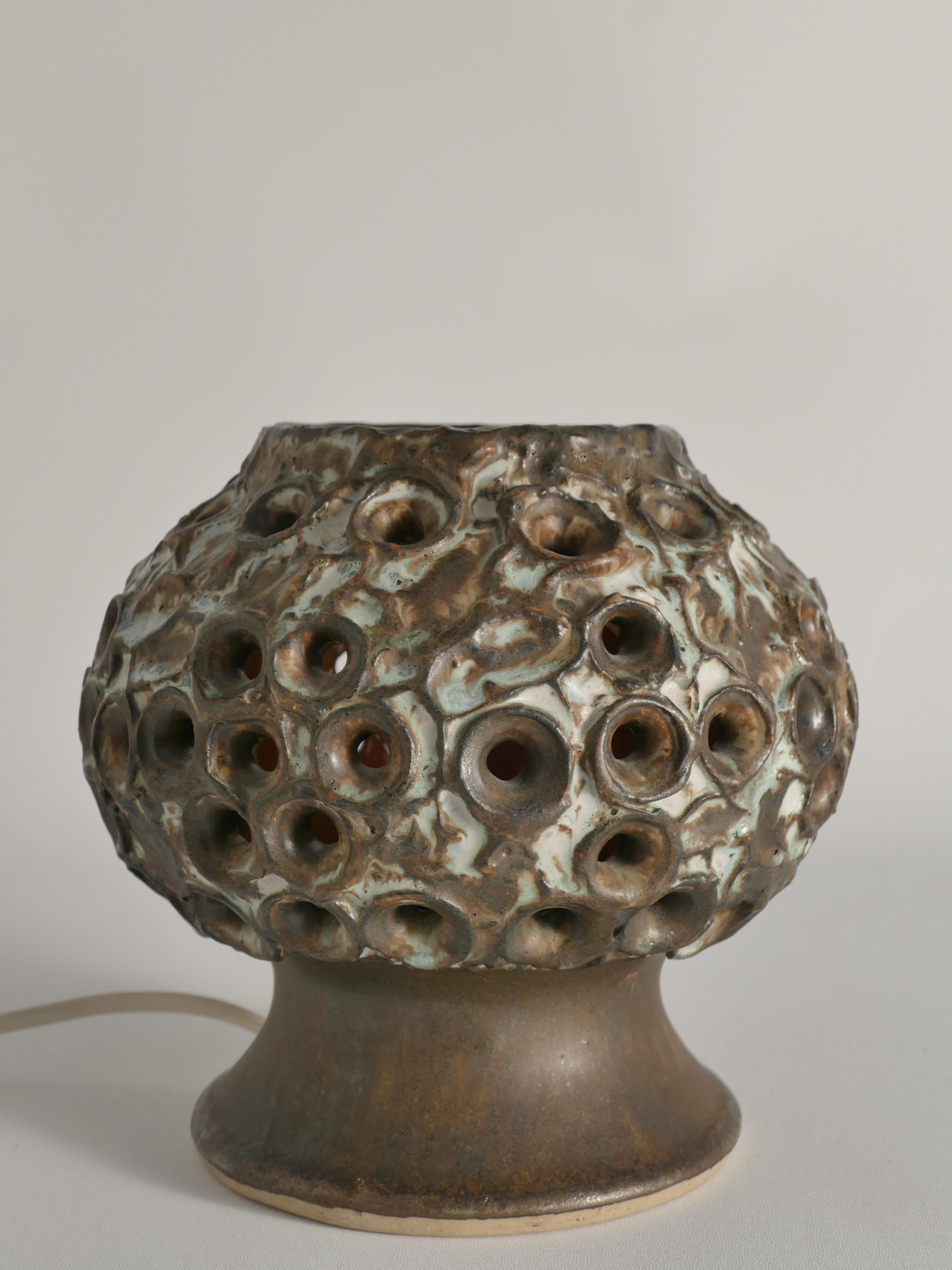 Lampe de table brutaliste en grès Brown par EGO, Suède, années 1960 en vente 8
