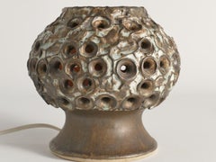 Brutalist Brown Stoneware Table Lamp by EGO, Sweden 1960s