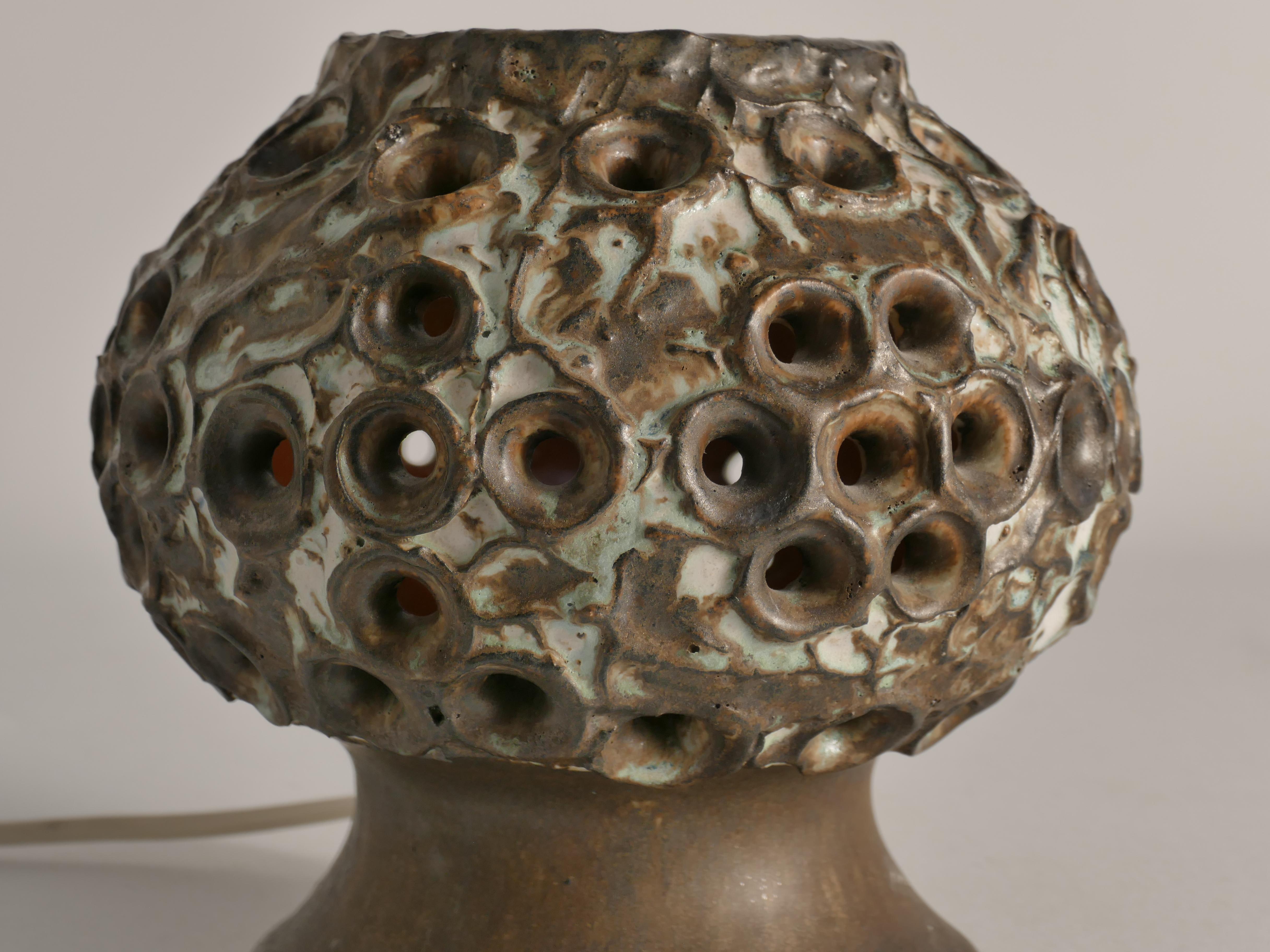Lampe de table brutaliste en grès Brown par EGO, Suède, années 1960 Bon état - En vente à Grythyttan, SE