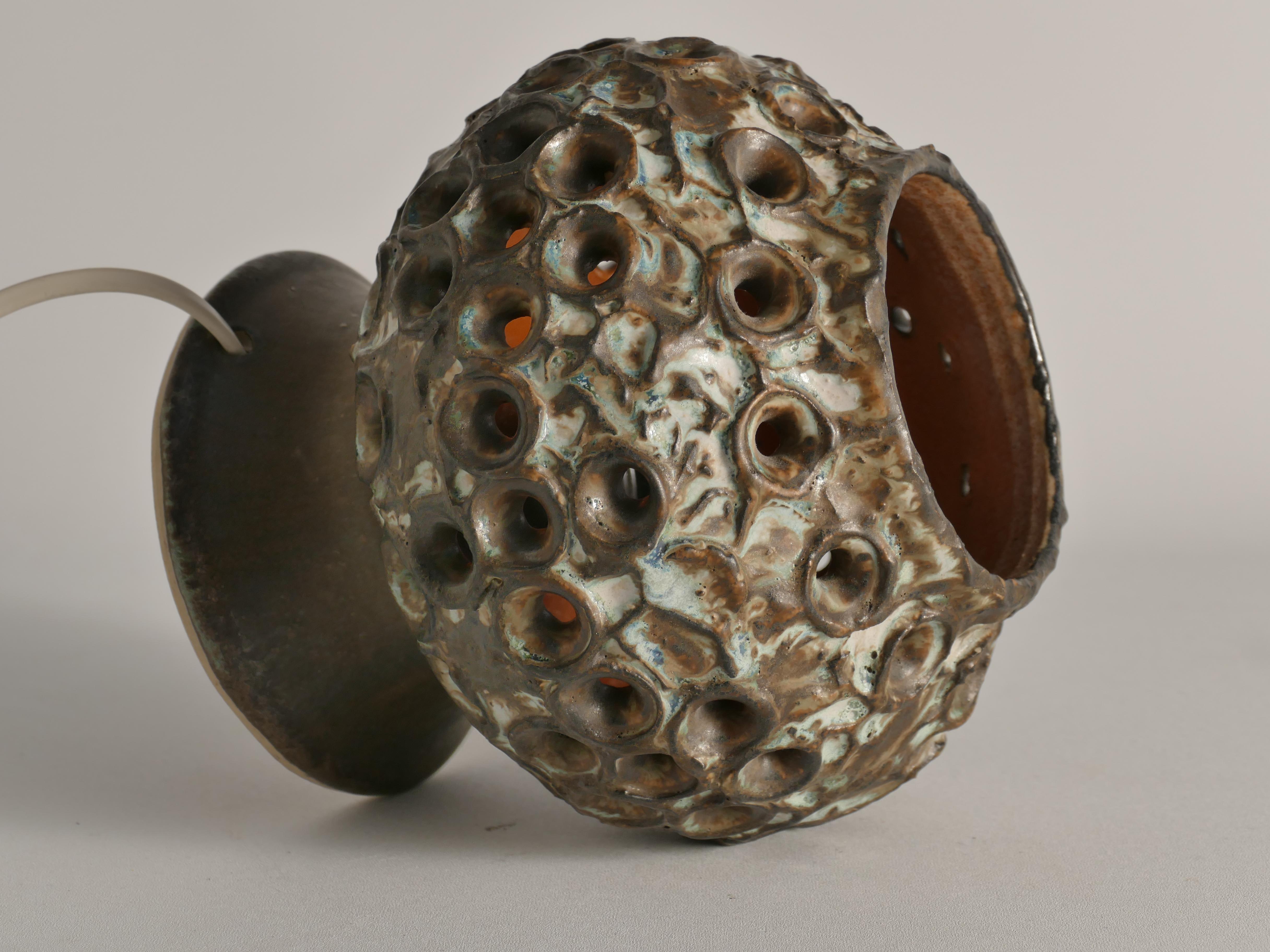 Grès Lampe de table brutaliste en grès Brown par EGO, Suède, années 1960 en vente