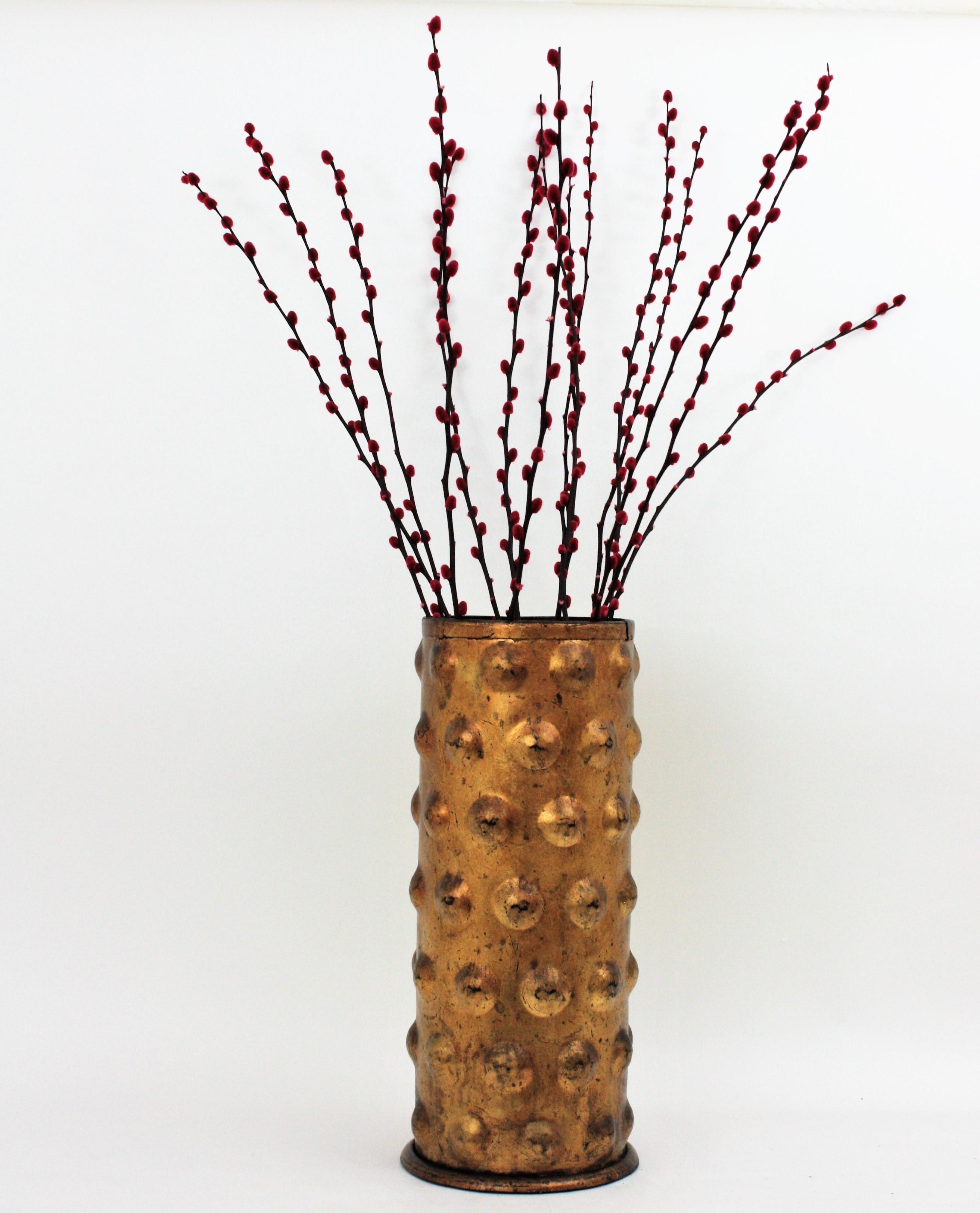 Hammered Spanish Brutalist Umbrella Stand / Tall Planter, 1950s For Sale