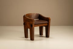 Brutalist Bulky Artisanal Chair in Wood, 1960s