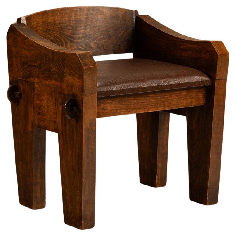 Brutalist Bulky Artisanal Chair in Wood, 1960s