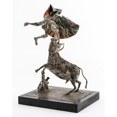 Brutalist Bull Throwing Matador Sculpture