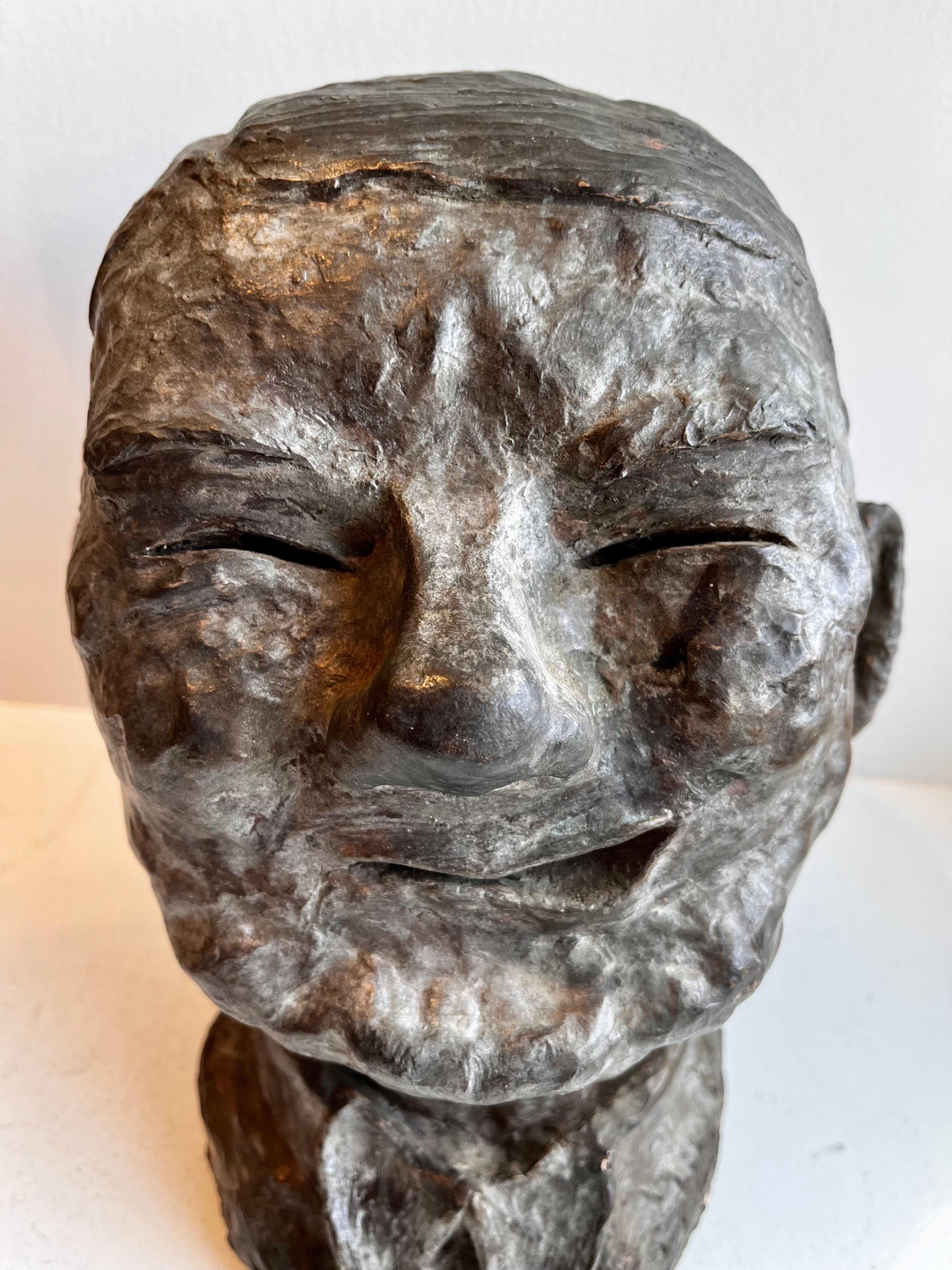 Brutalist Bust of W. C. Fields, artist unknown In Good Condition For Sale In Philadelphia, PA
