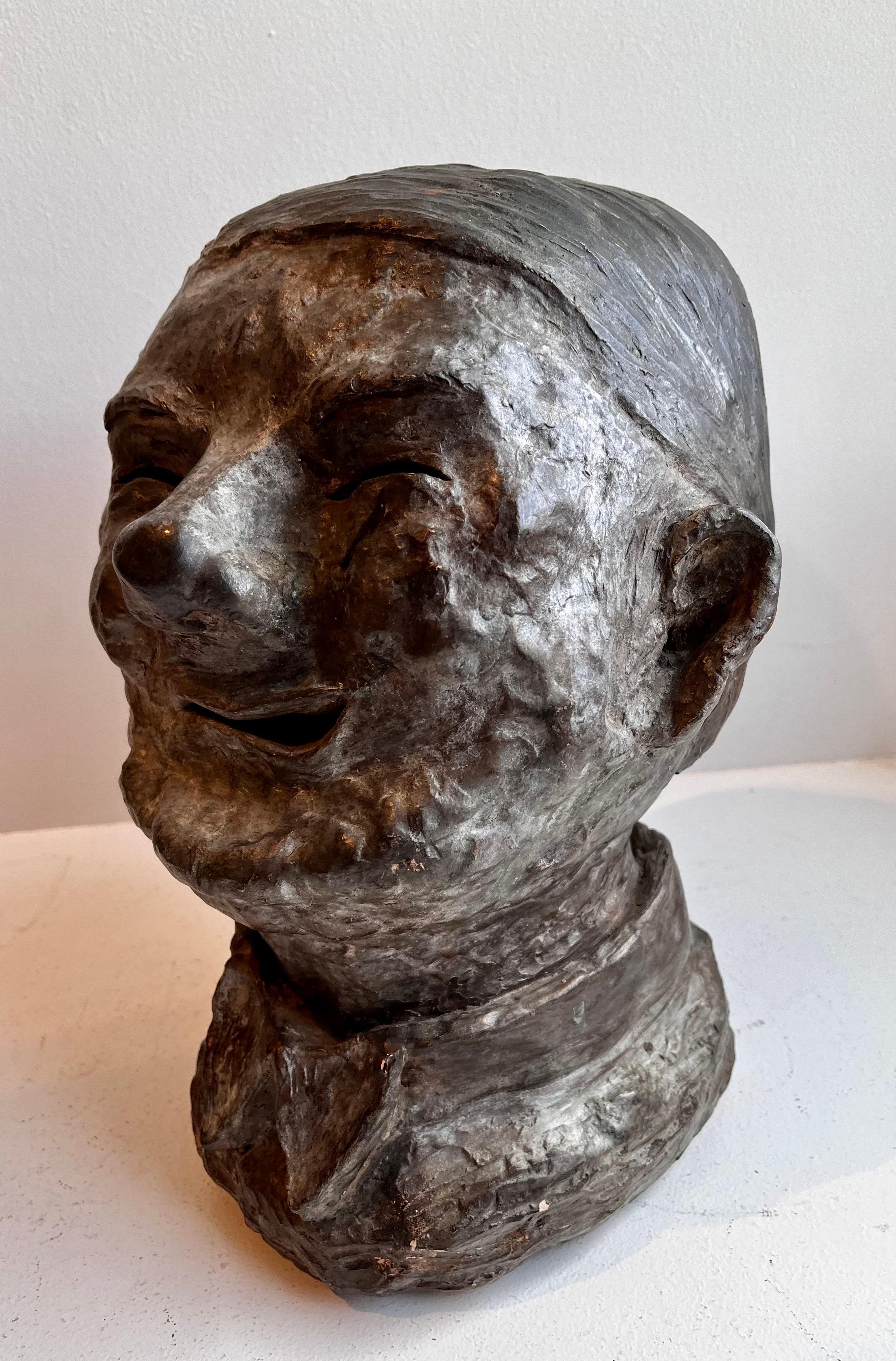 Pottery Brutalist Bust of W. C. Fields, artist unknown For Sale