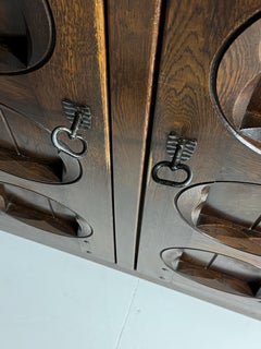 Brutalist cabinet 1970s Oak