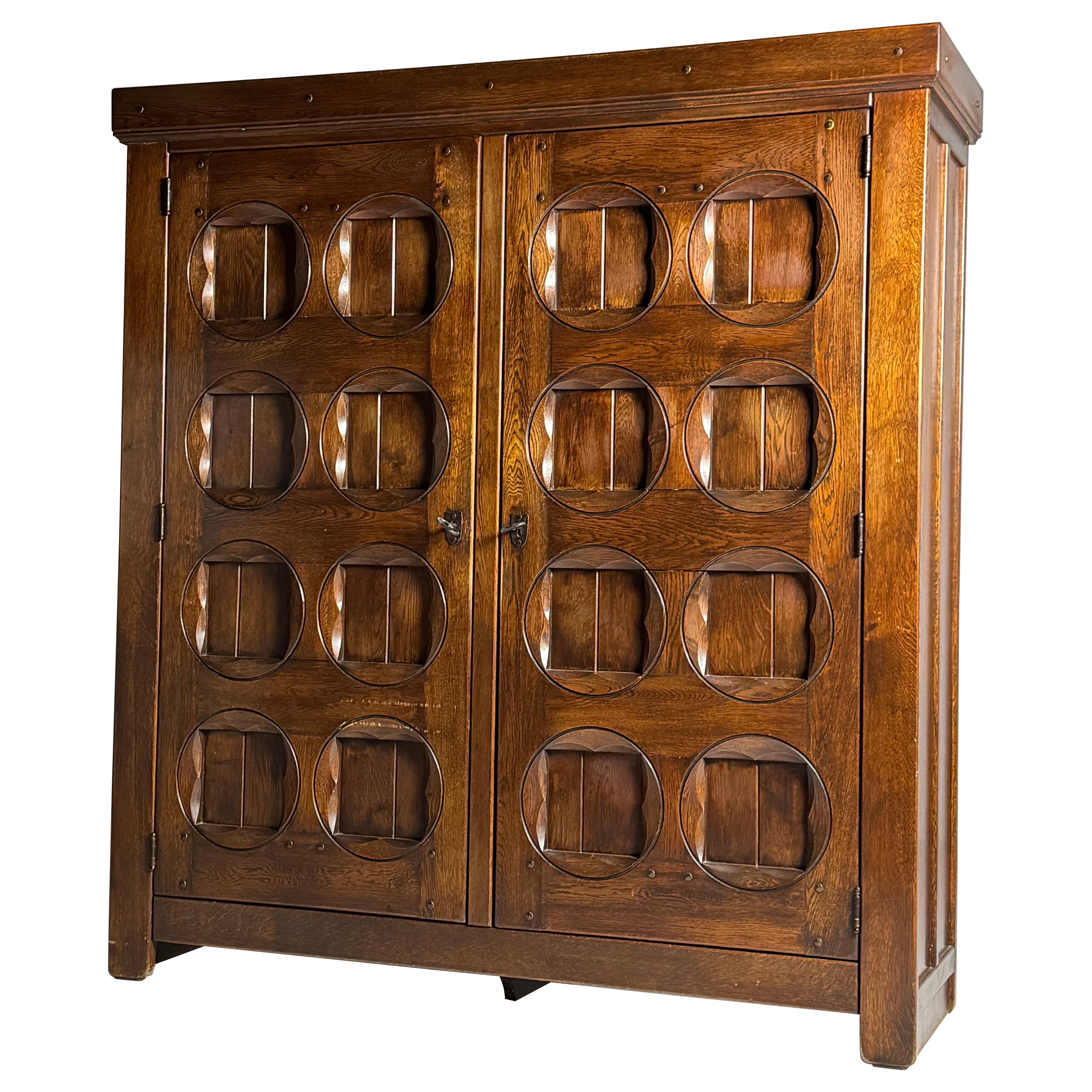 Brutalist cabinet 1970s Oak For Sale