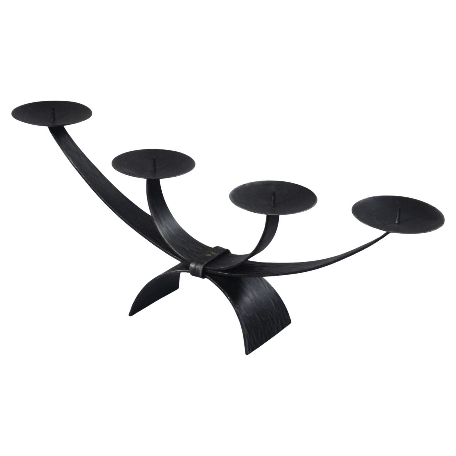 Brutalist candelabra in wrought iron by RK design, Switzerland 1970s