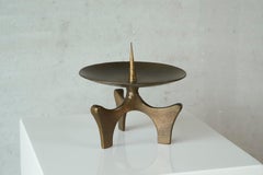 Portavelas Brutalista de latón fundido con arena patinada Años 60