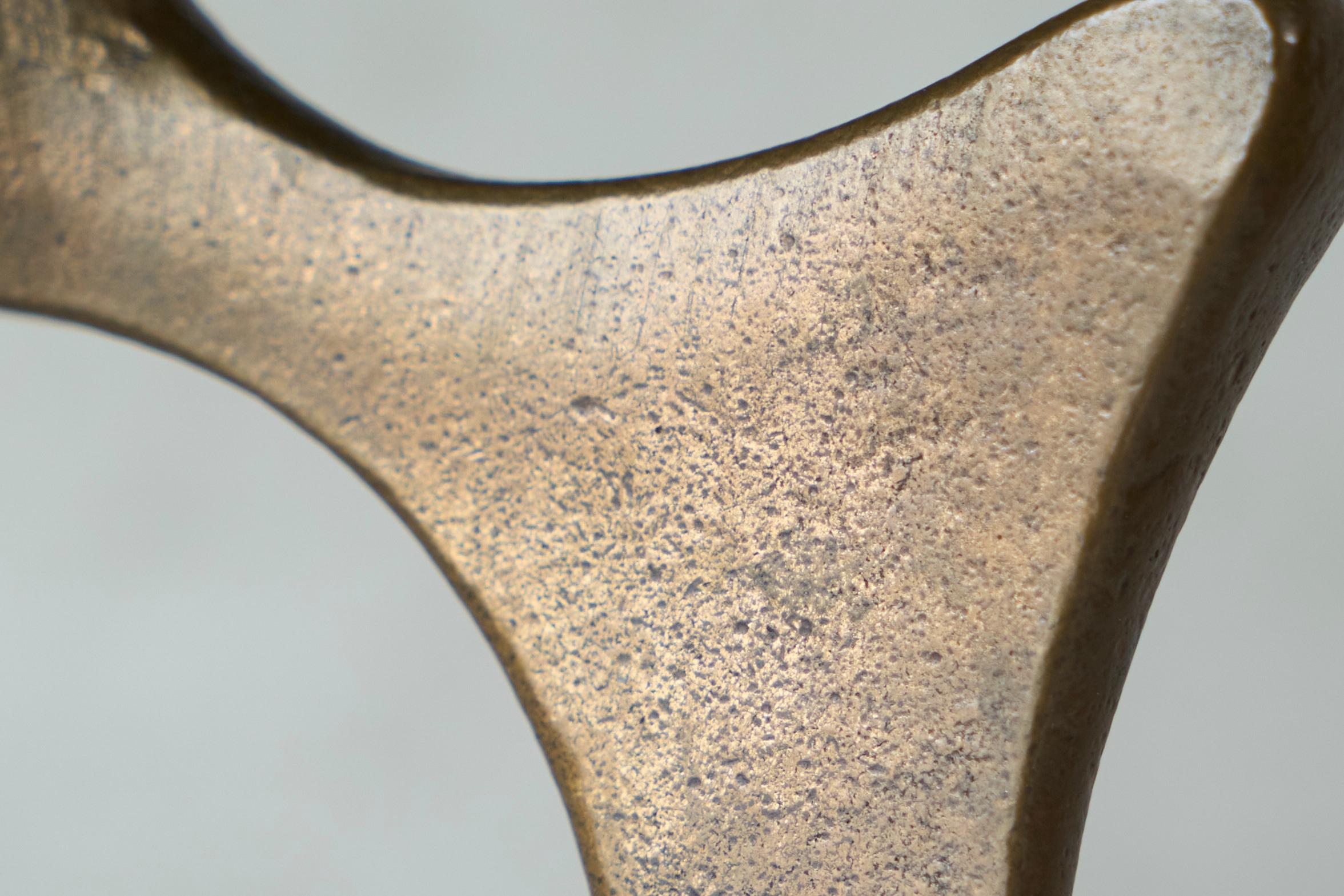 20th Century Brutalist Candle Holder in Patinated Sand Cast Brass 1960s For Sale
