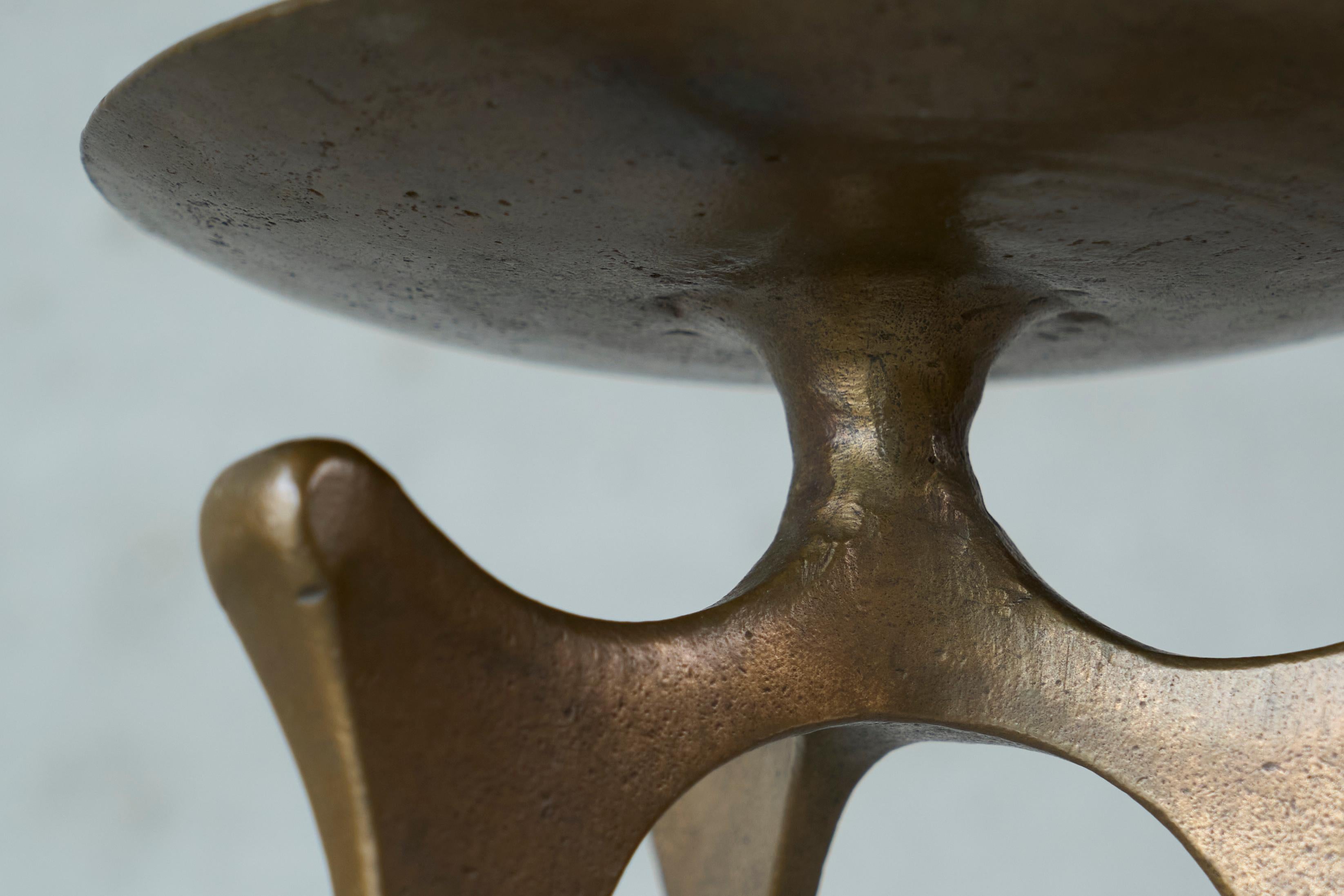 Brutalist Candle Holder in Patinated Sand Cast Brass 1960s For Sale 1