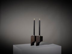 Brutalist Candle Holder R:2 - Solid Black Oak - by Mokko