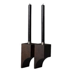 Brutalist Candle Holder R:2 - Solid Dark Brown Oak - Mokko
