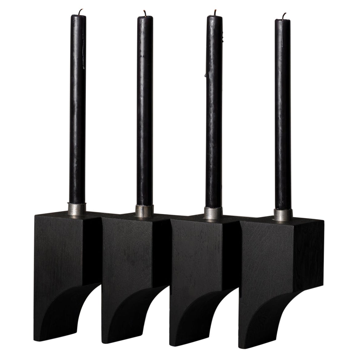 Brutalist Candle Holder R:4 - Solid Black Oak - by Mokko