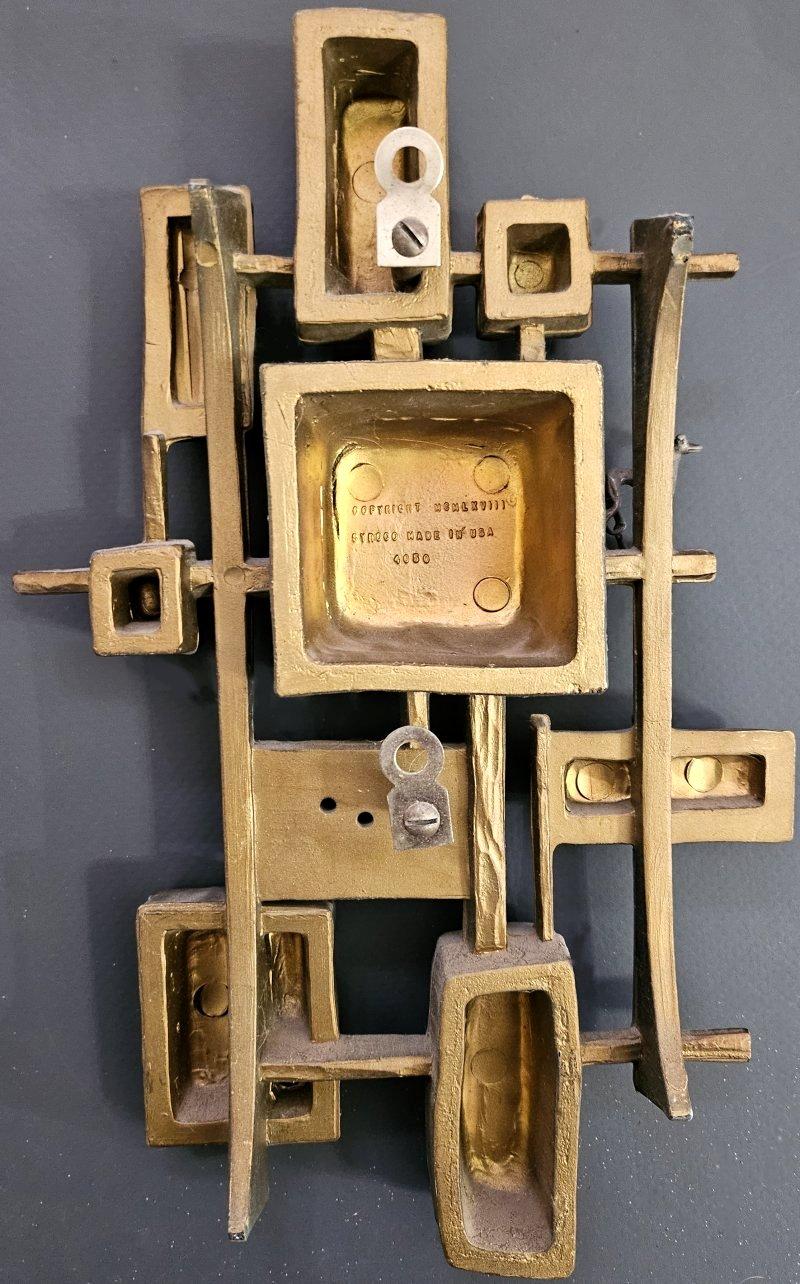 Brutalist Candle Sconce by Syroco - vintage, mid-century modern. For Sale 2