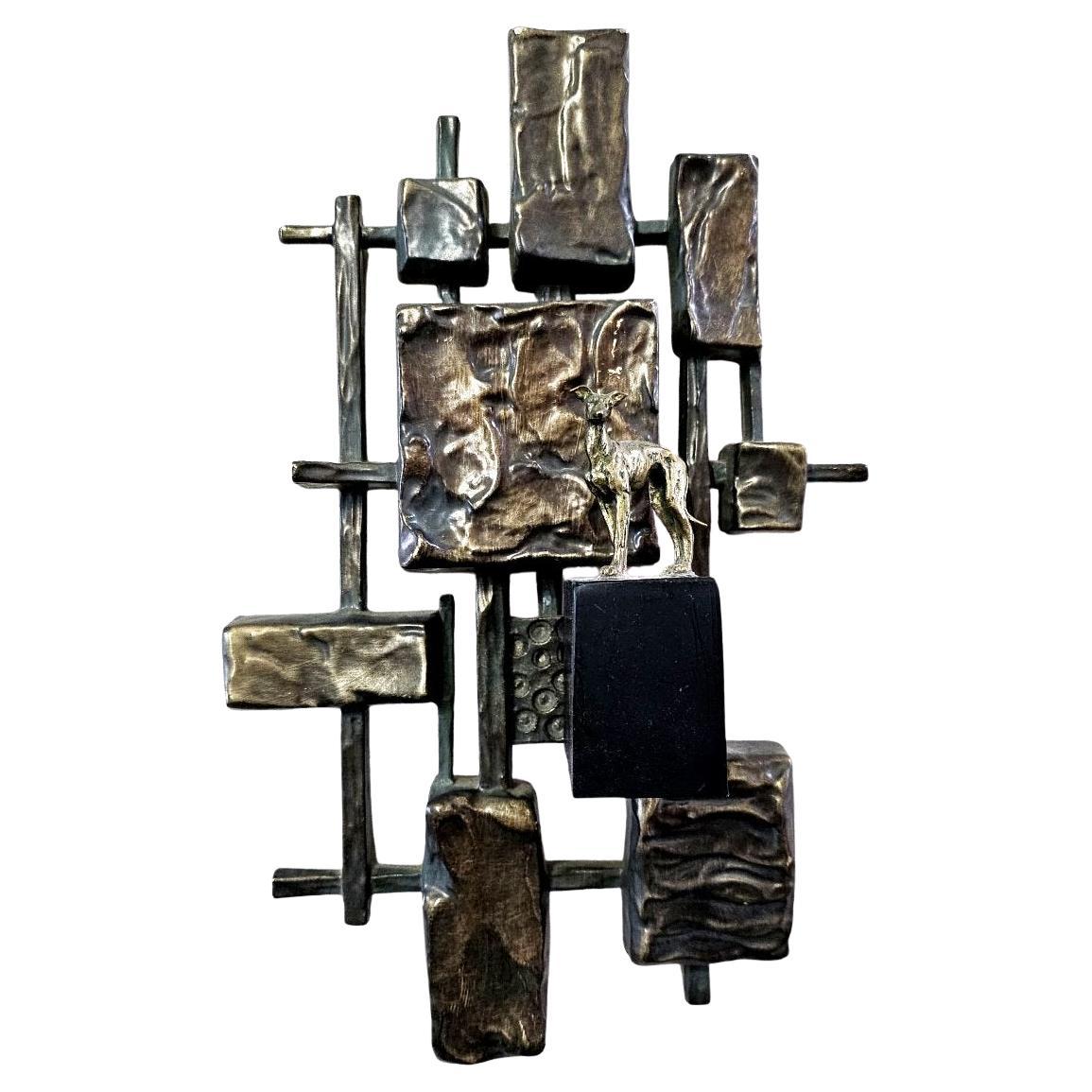 American Brutalist Candle Sconce by Syroco - vintage, mid-century modern. For Sale