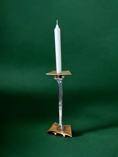 Brutalist Candleholder by David Marshall, bronze and aluminum, Spain, 1970's