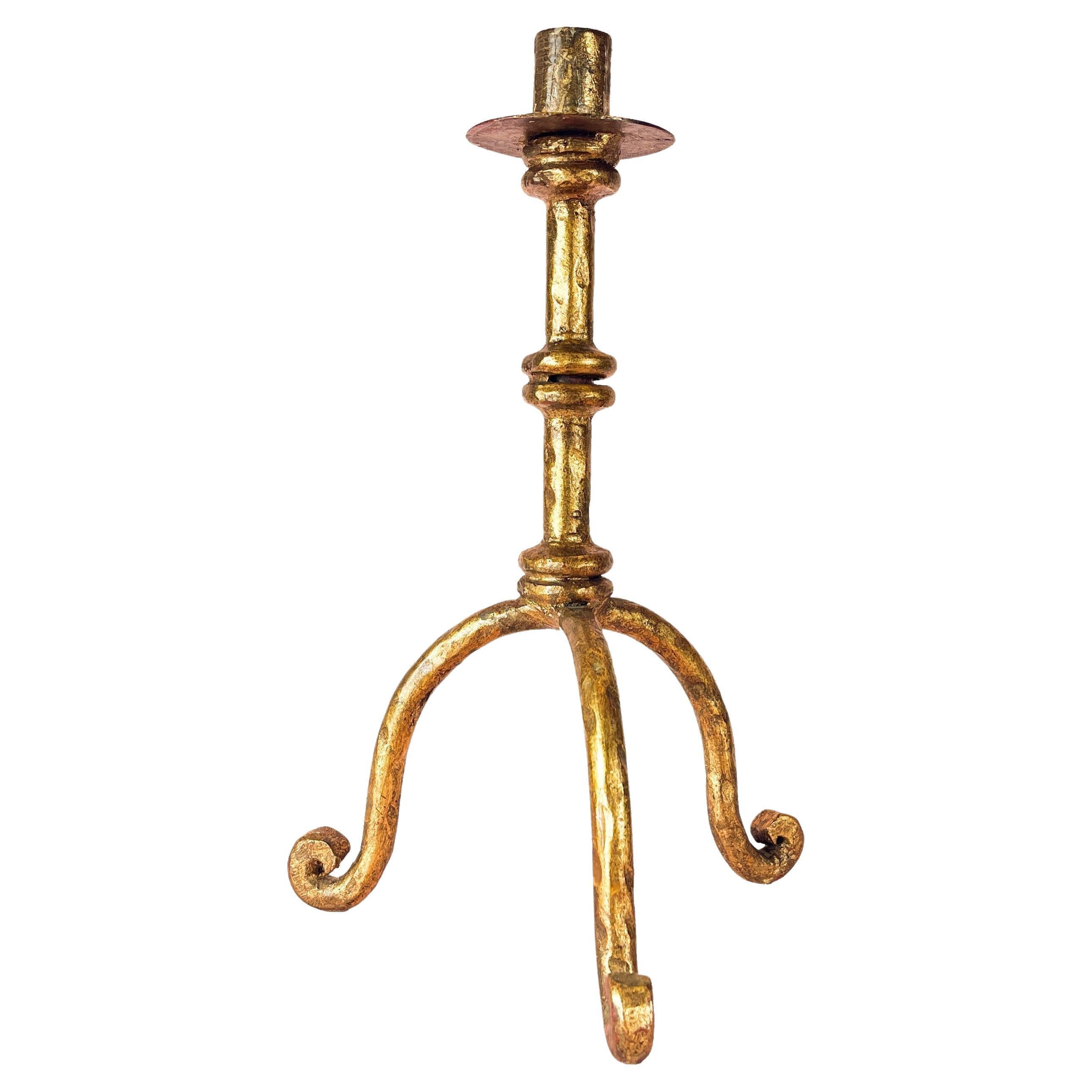 Brutalist Candleholder - Gilt & Patinated Bronze - 1950s For Sale