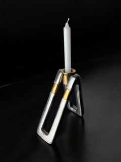 Brutalist candlestick by Ardisur, bronze & Aluminium, Spain, 1970's