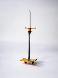 Brutalistischer Kerzenleuchter von David Marshall, Bronze und Aluminium, Spanien, 1970