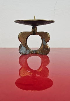 Brutalist Candlestick Holder done in solid brass Austria 1970s