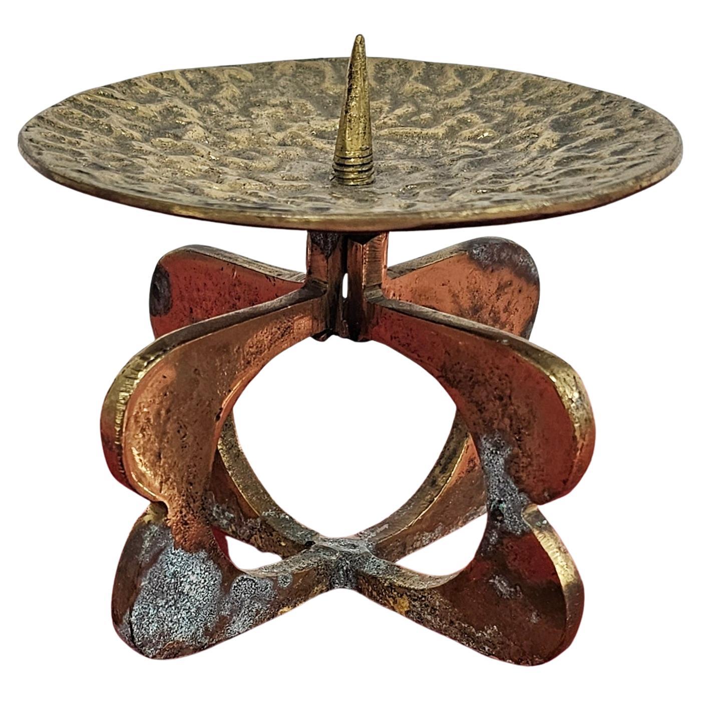 Brutalist Candlestick Holder done in solid brass Austria 1970s