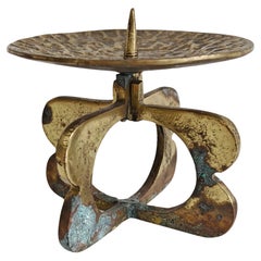Brutalist Candlestick Holder done in solid brass Austria 1970s