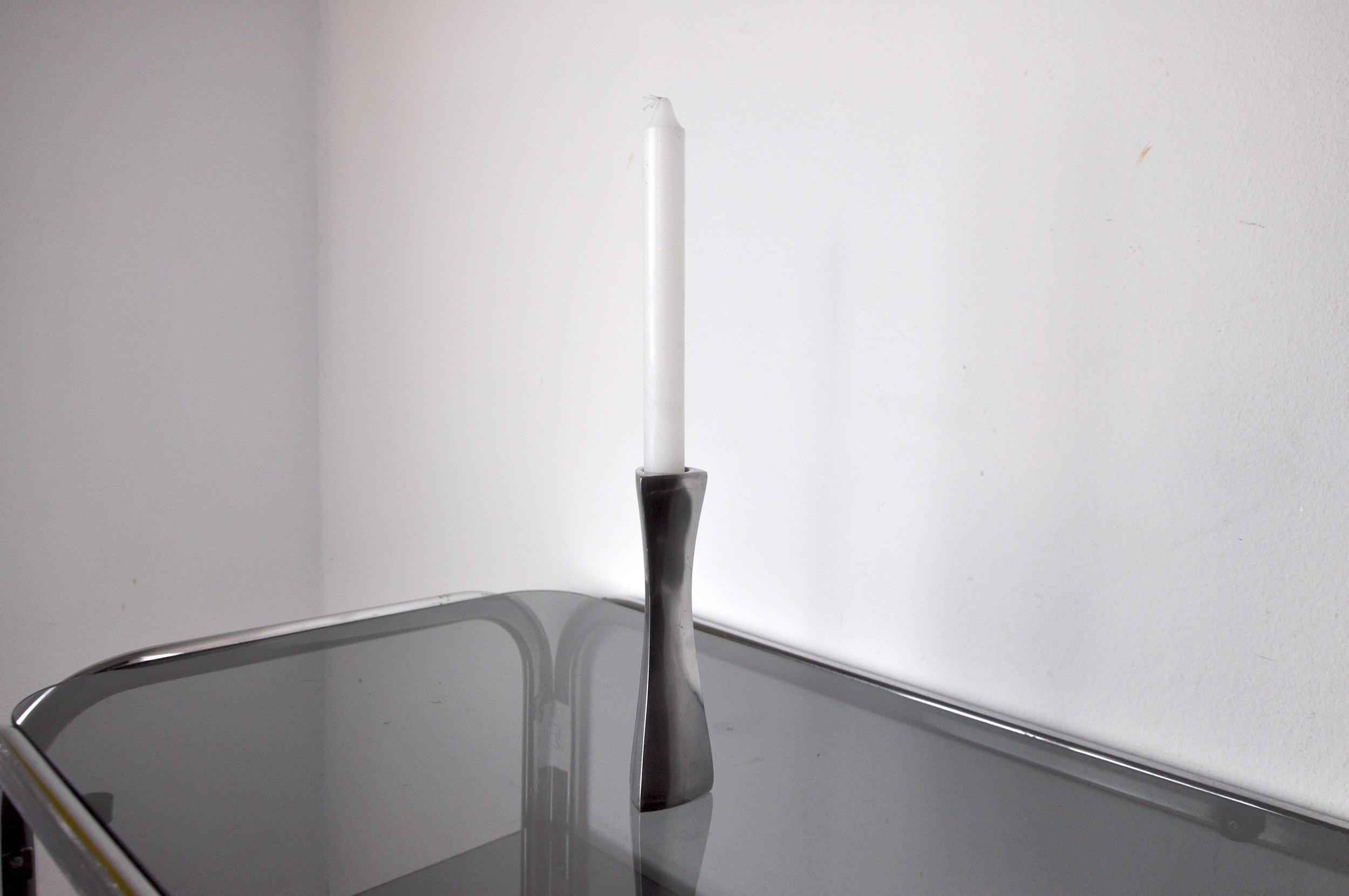 Brutalist Candlesticks, Solid Aluminum by Art3, Spain, 1970 In Good Condition For Sale In BARCELONA, ES