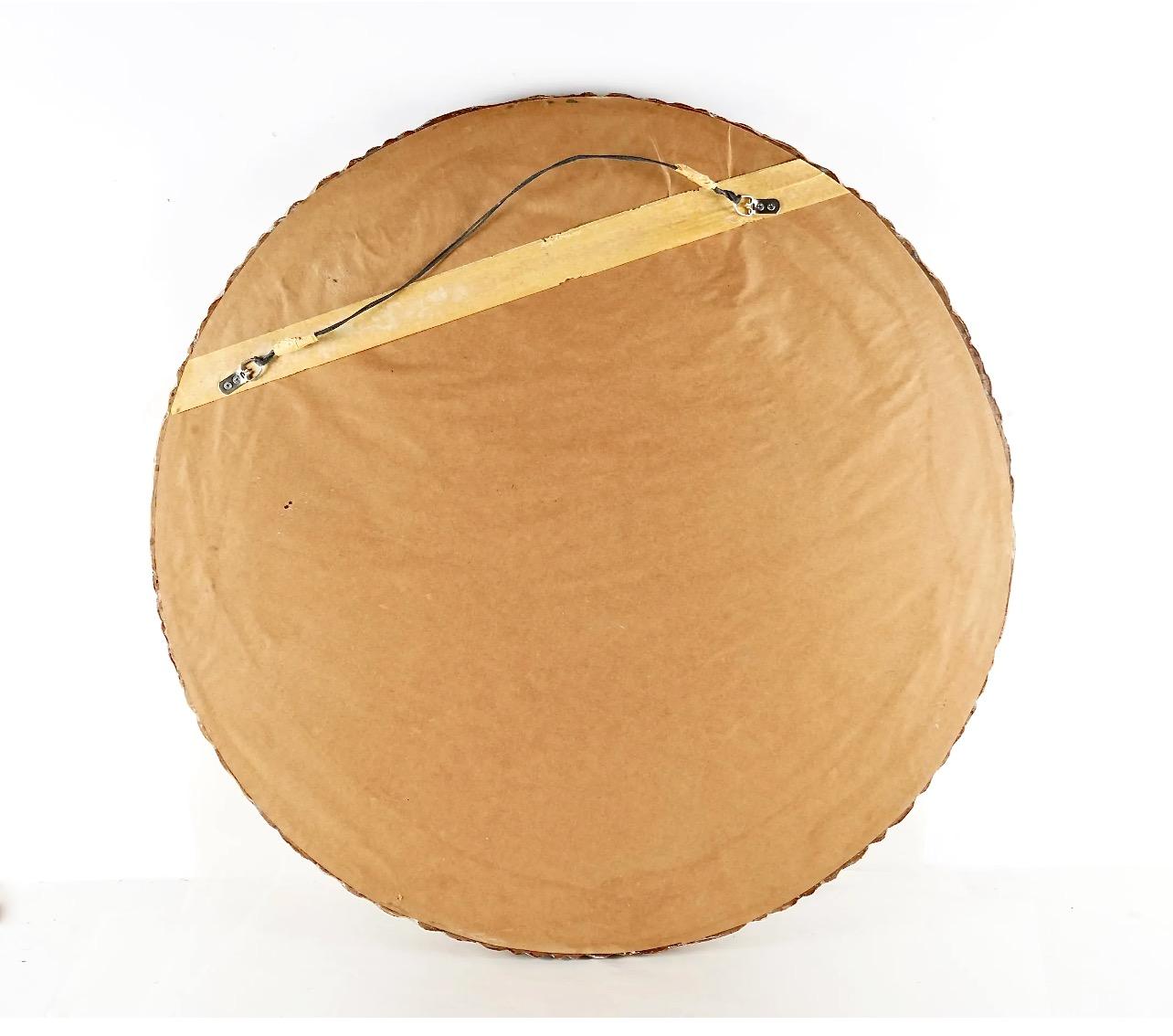 Gold Leaf Round Carved & Gilt Wood Mirror For Sale