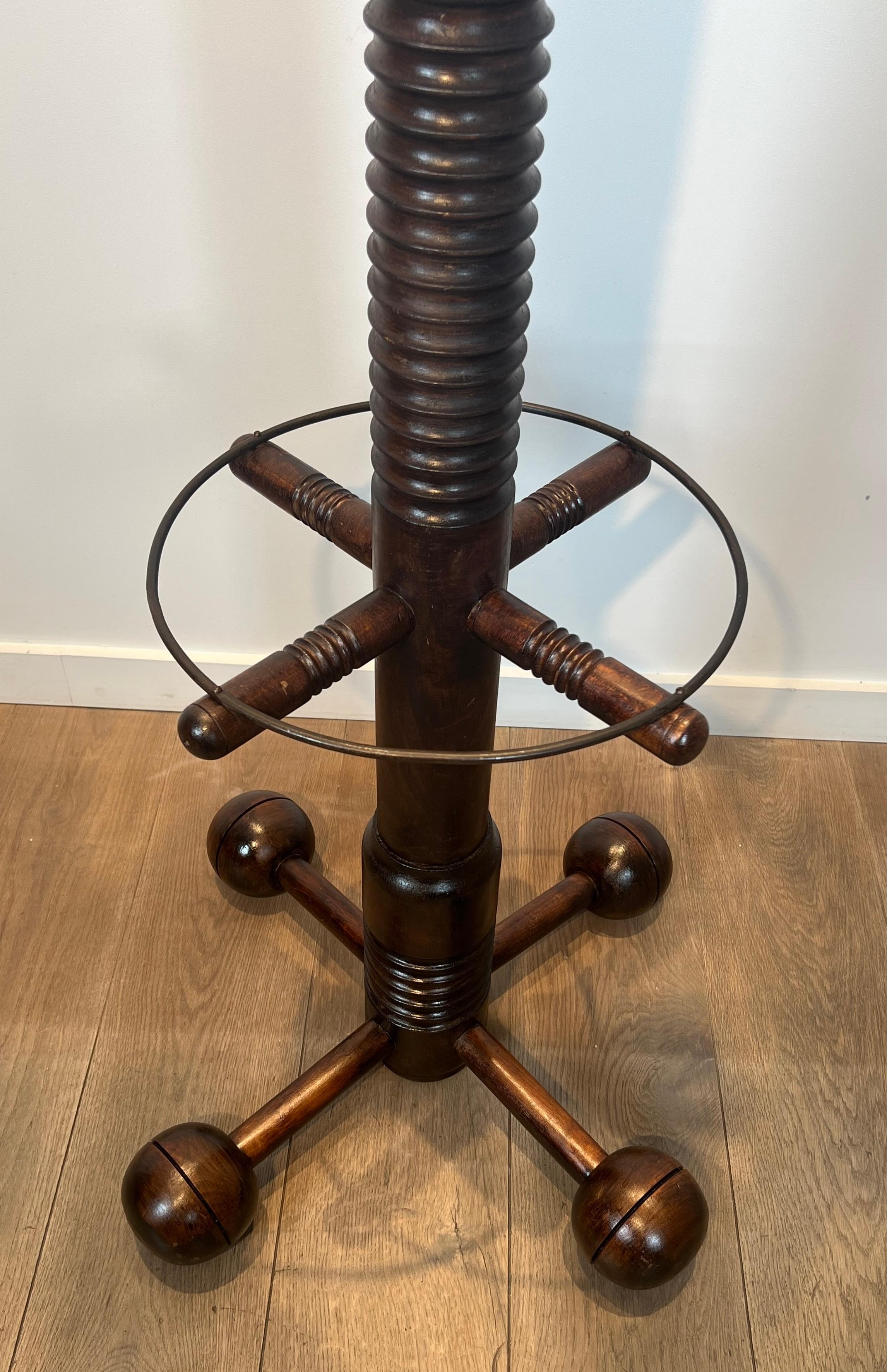 Brutalist Carved Oak Coat Rack By Charles Dudouyt For Sale 5