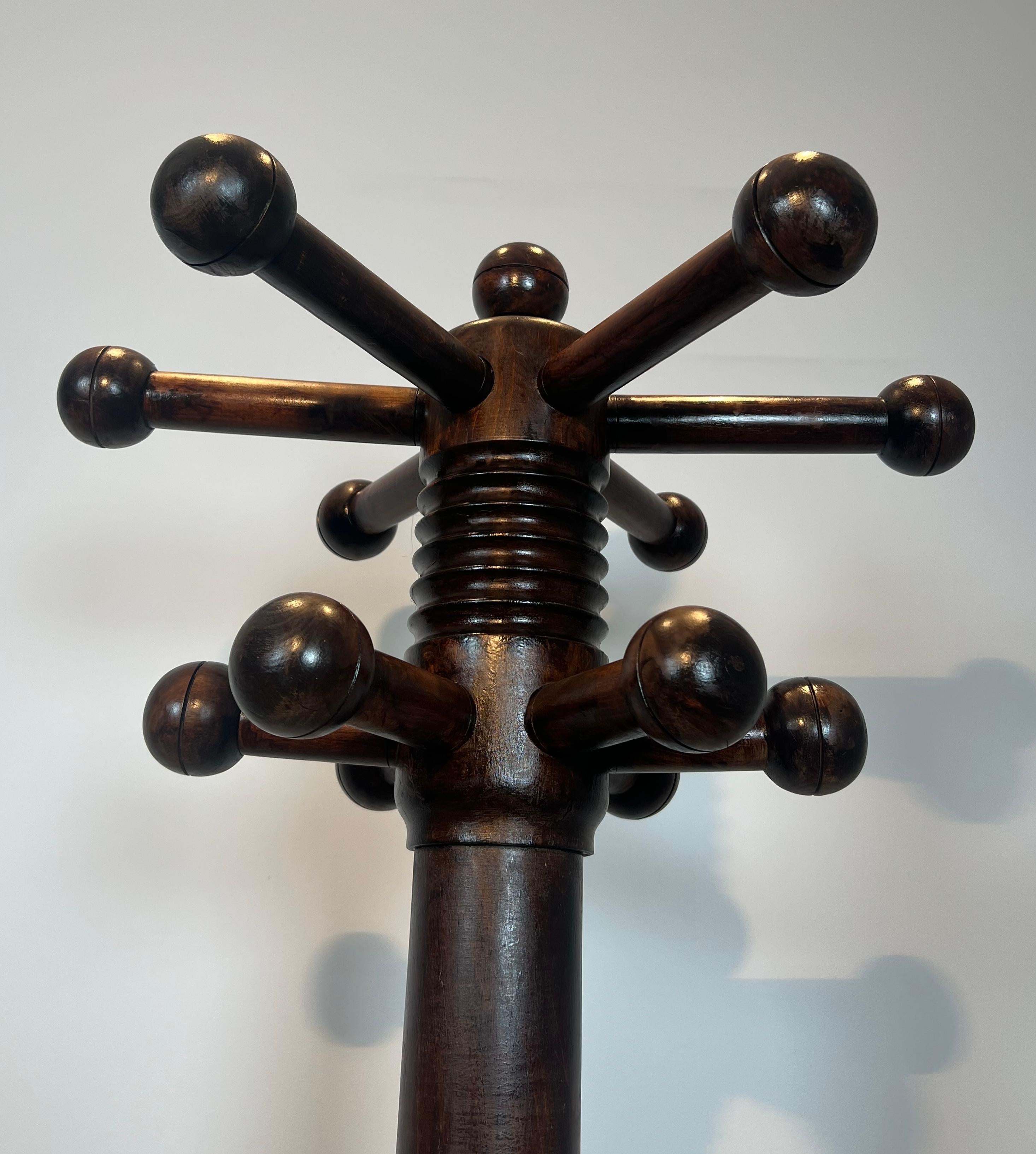 Brutalist Carved Oak Coat Rack By Charles Dudouyt For Sale 8